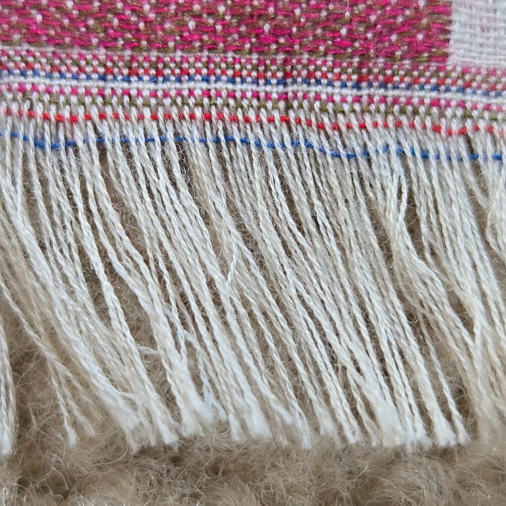 NWOT Cashmere Kashmiri Scarf Shawl Jacquard Embroidered Pink Purple - Picture 14 of 16